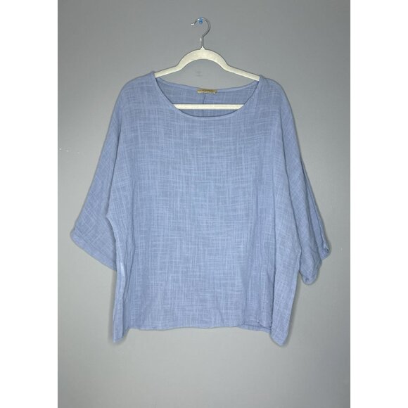 Beyond Capri Lagenlook Top Oversized Boxy Made in Italy OS Relaxed Gauzy Cotton - Picture 8 of 10